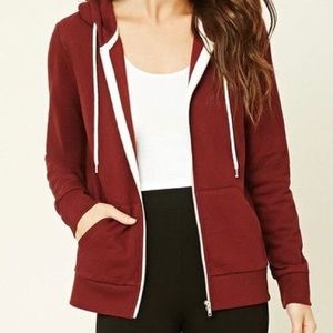 Forever 21 Burgundy Zip Hoodie